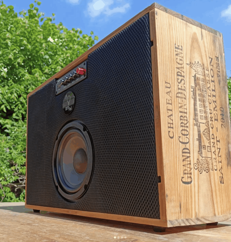 caisse à vin enceinte bluetooth sur mesure